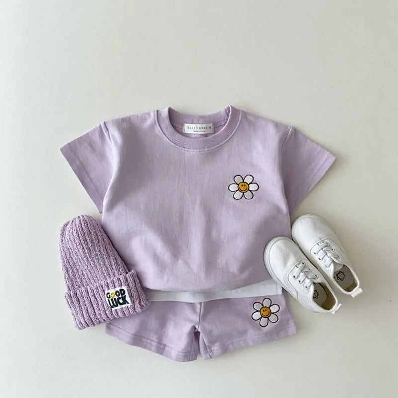 Sommarset för flickor – T-shirt & byxor i bomull