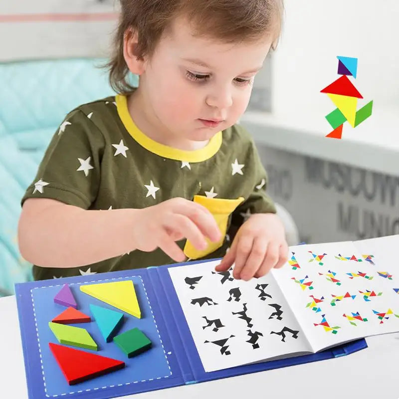 Tangram-pussel i trä för barn – Kreativt lärande genom former