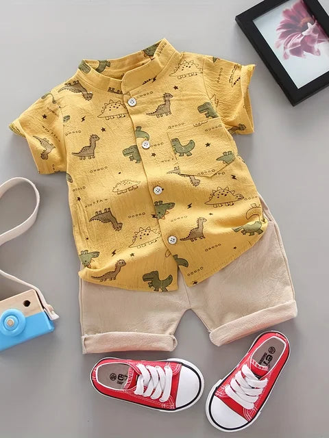 Sommarset för pojkar med dinosaurier – bekväm outfit för utomhuslek