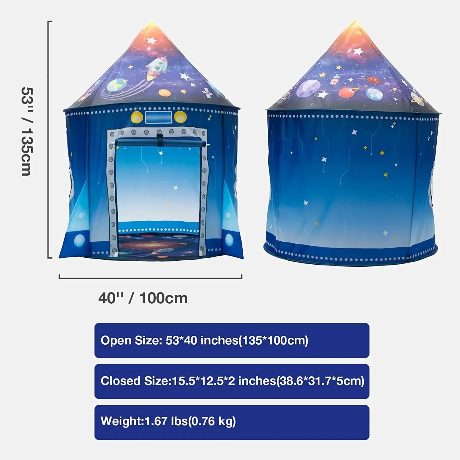 Rocket Ship Tent – Pop-up rymdtält för barn inomhus och utomhus