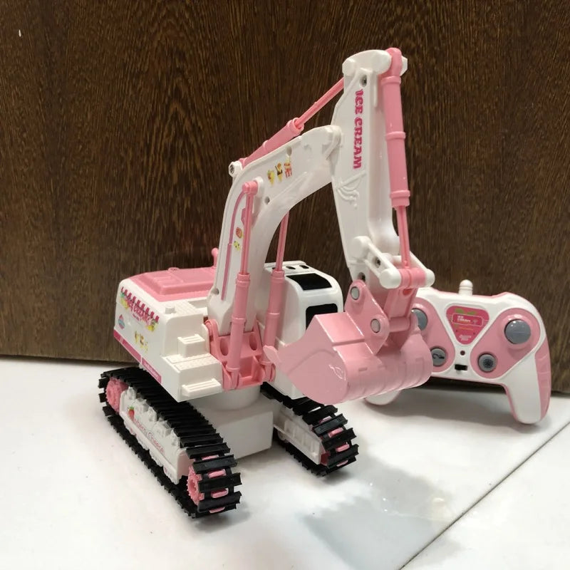 Pink Power Digger – Radiostyrd grävmaskin för barn