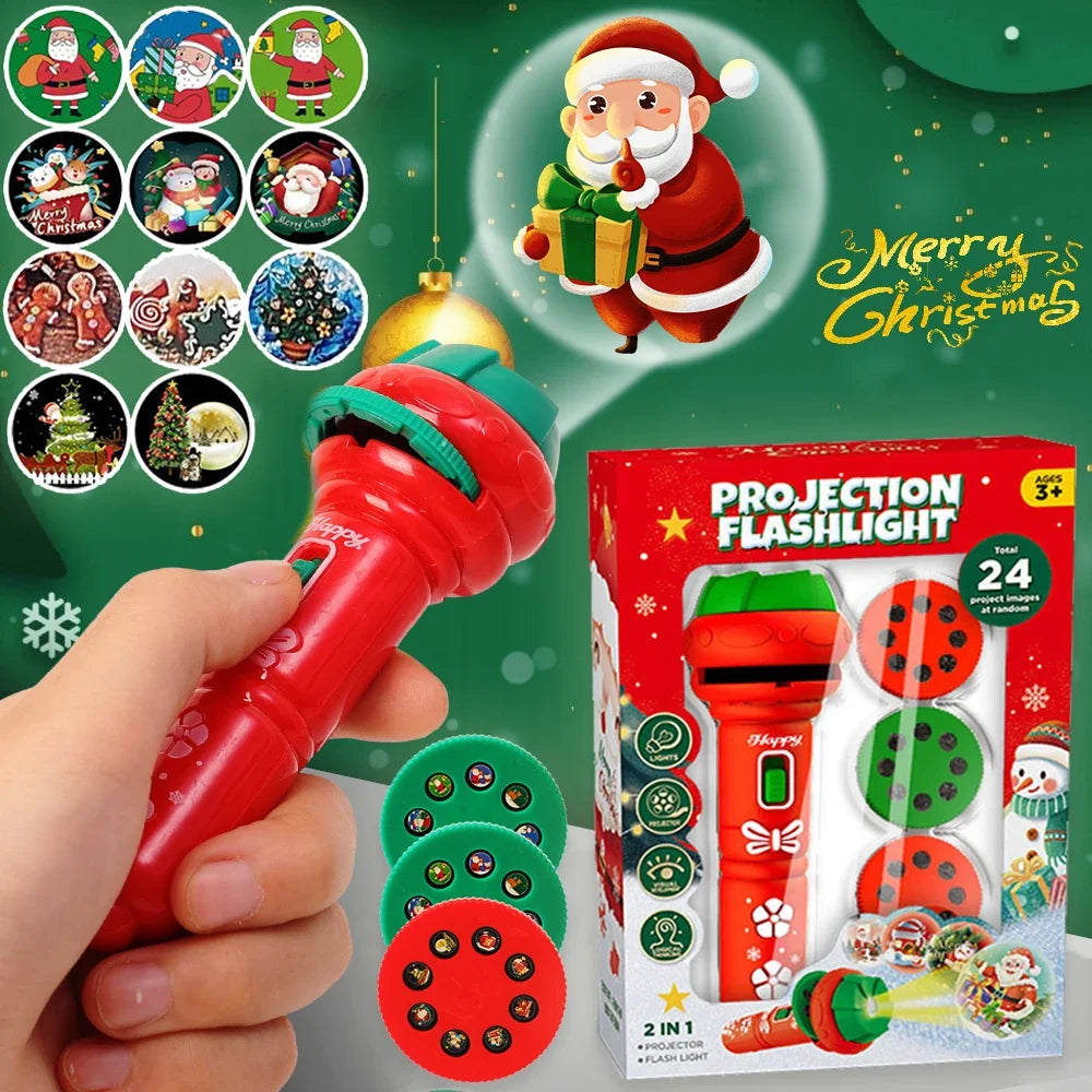 Projektorlampa för barn – ficklampa med julmotiv och färgglada ljus
