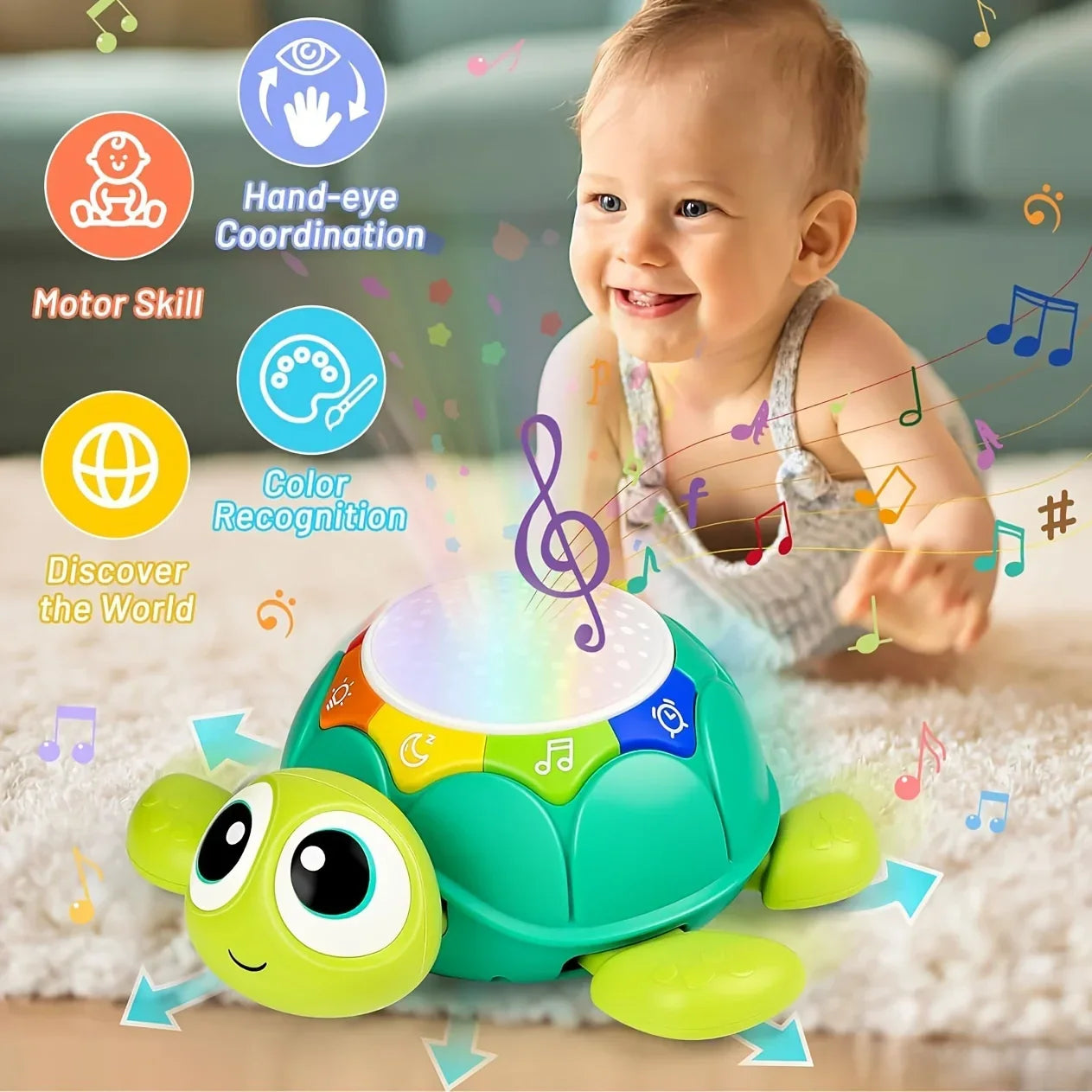 Turtle Projector – Stjärnprojektor med musik och ljus för barn
