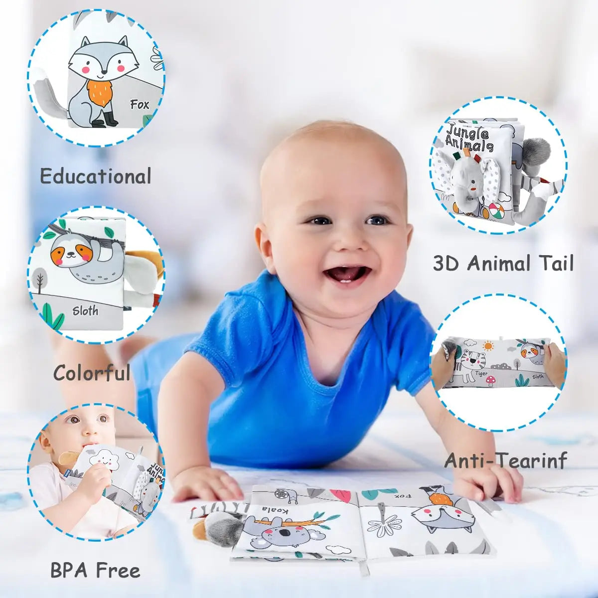 Mjuk babybok i tyg – Sensorisk bok som stimulerar tidig utveckling