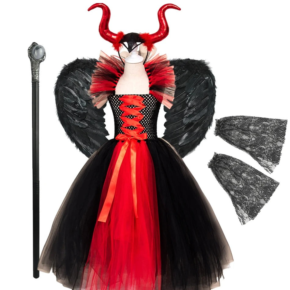 Flickors Deluxe Häxdräkt Halloween Cosplay Klänning