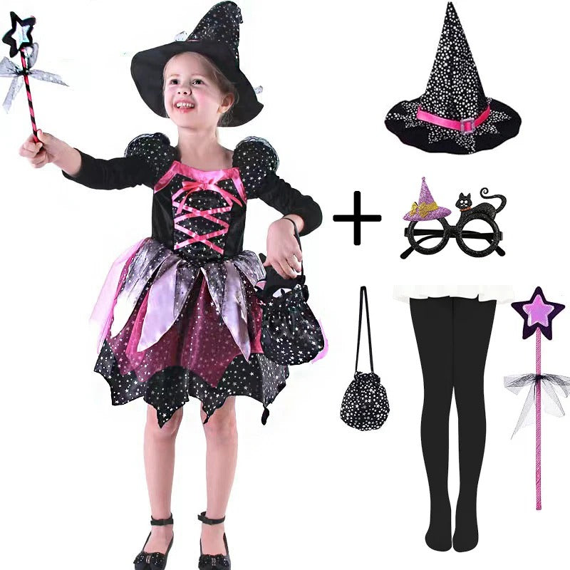Flickor halloween häxkostym lila tyll set