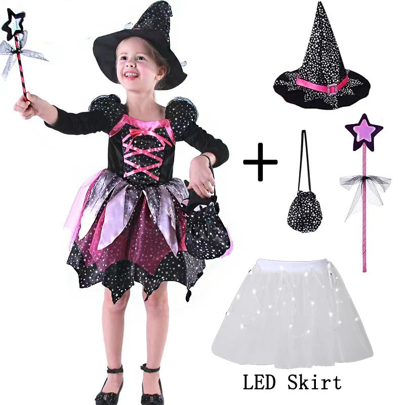 Flickor halloween häxkostym lila tyll set