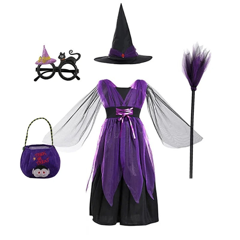 Babyflickors Halloween Häxprinsessklänning Set