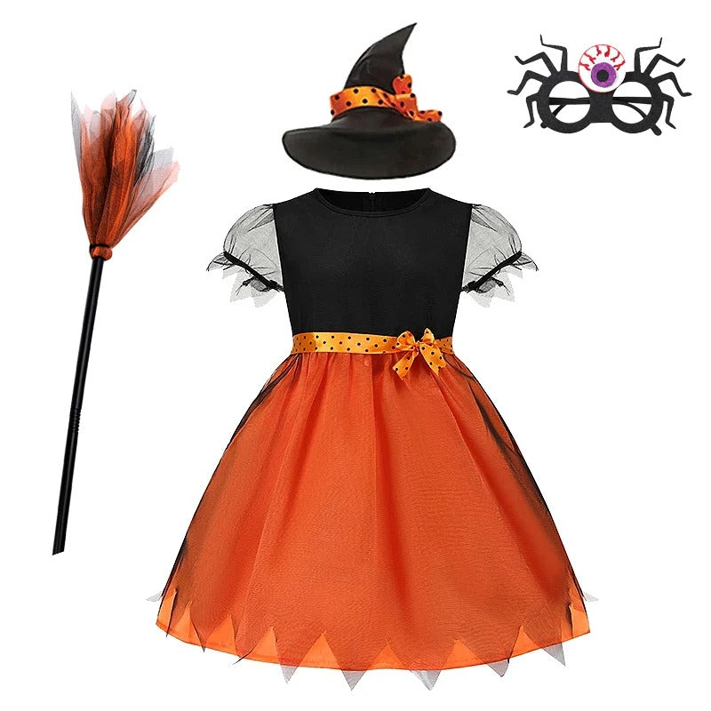 Flickor lila fladdermus halloween kostym med tillbehör