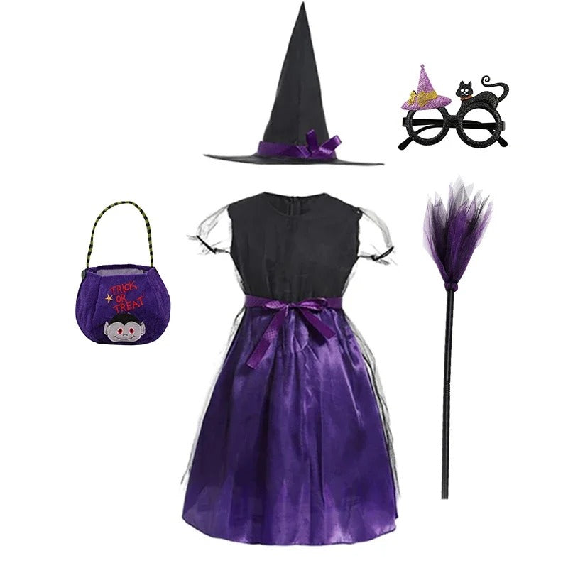 Babyflickors Halloween Häxprinsessklänning Set