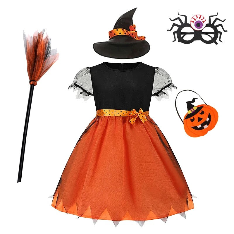 Flickor lila fladdermus halloween kostym med tillbehör