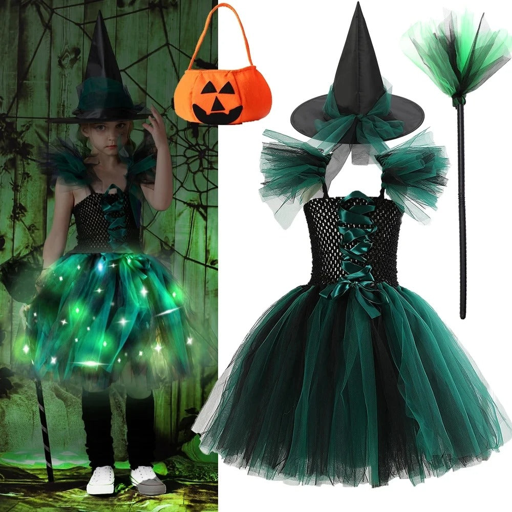 Barnens LED Häxdräkt för Halloweenfest och Karneval