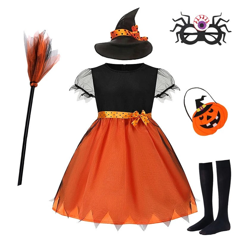 Flickor lila fladdermus halloween kostym med tillbehör