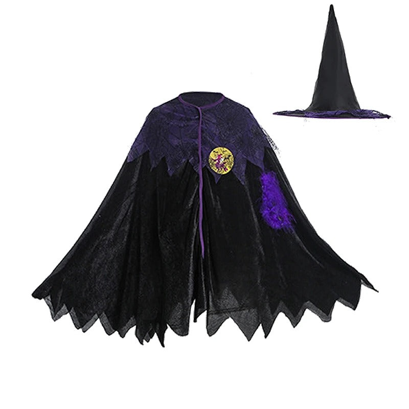 Flickor lila fladdermus halloween kostym med tillbehör