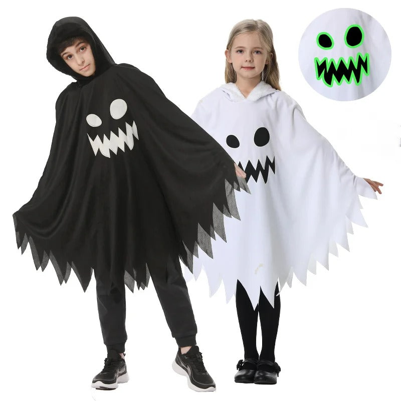 Halloweenkostym för barn – skrämmande spöke med huva, mjuk och bekväm