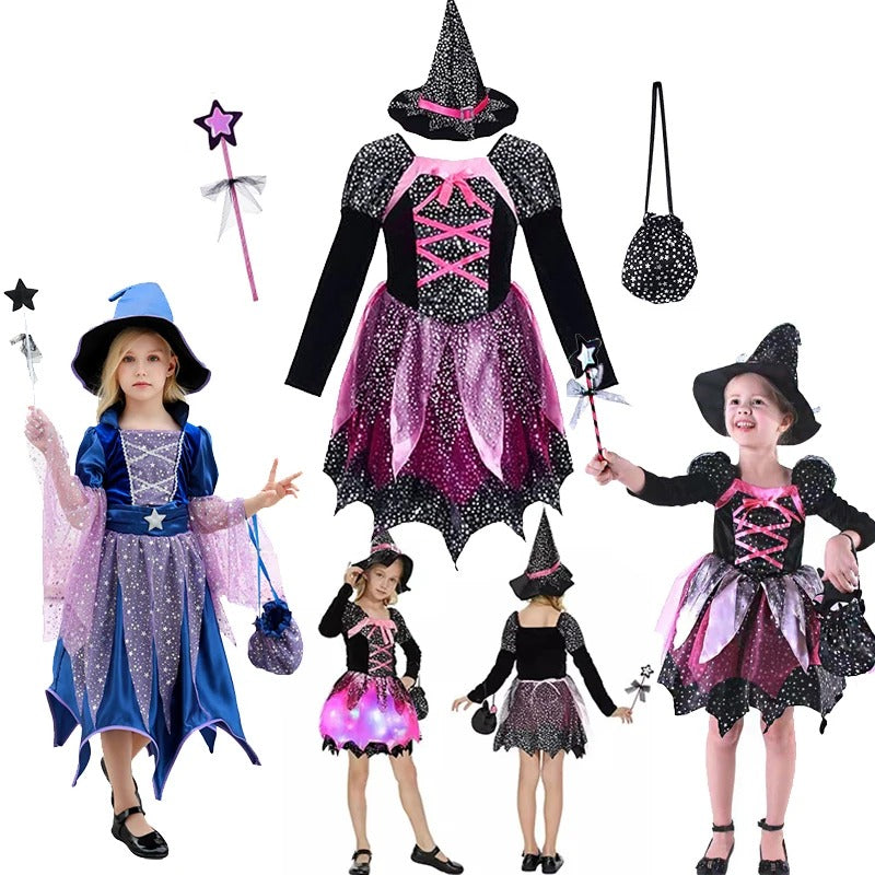 Flickor halloween häxkostym lila tyll set
