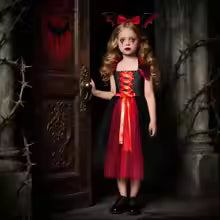 Flickors Deluxe Häxdräkt Halloween Cosplay Klänning
