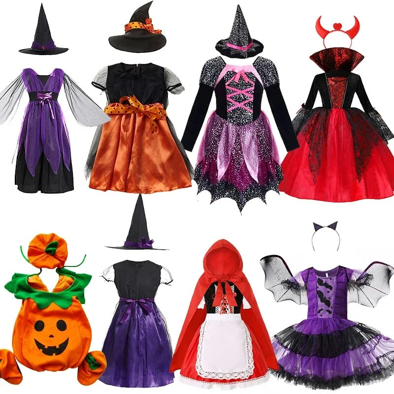 Babyflickors Halloween Häxprinsessklänning Set