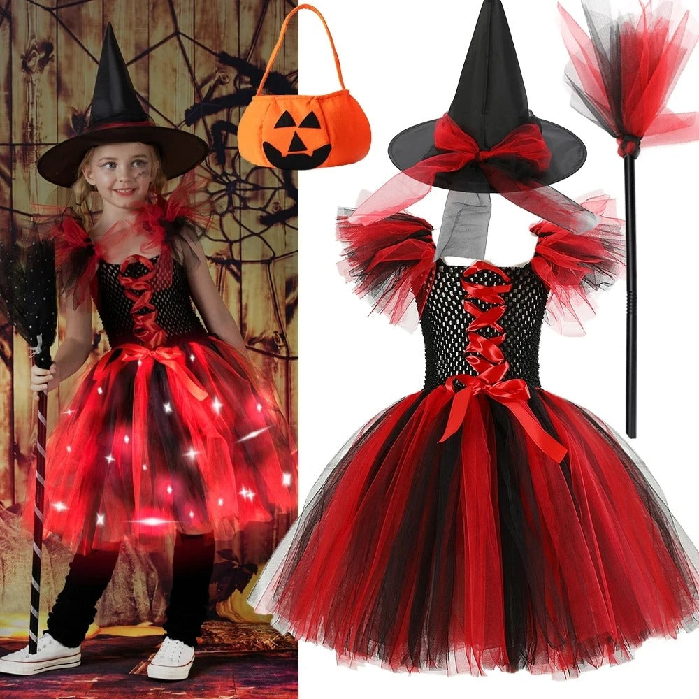 Barnens LED Häxdräkt för Halloweenfest och Karneval