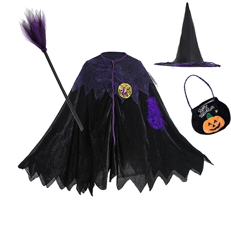 Flickor lila fladdermus halloween kostym med tillbehör