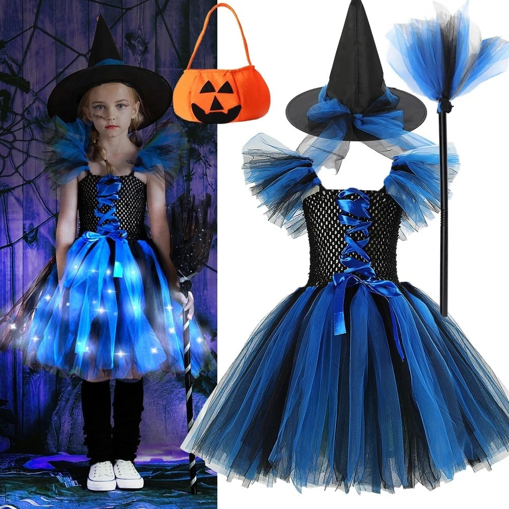 Barnens LED Häxdräkt för Halloweenfest och Karneval