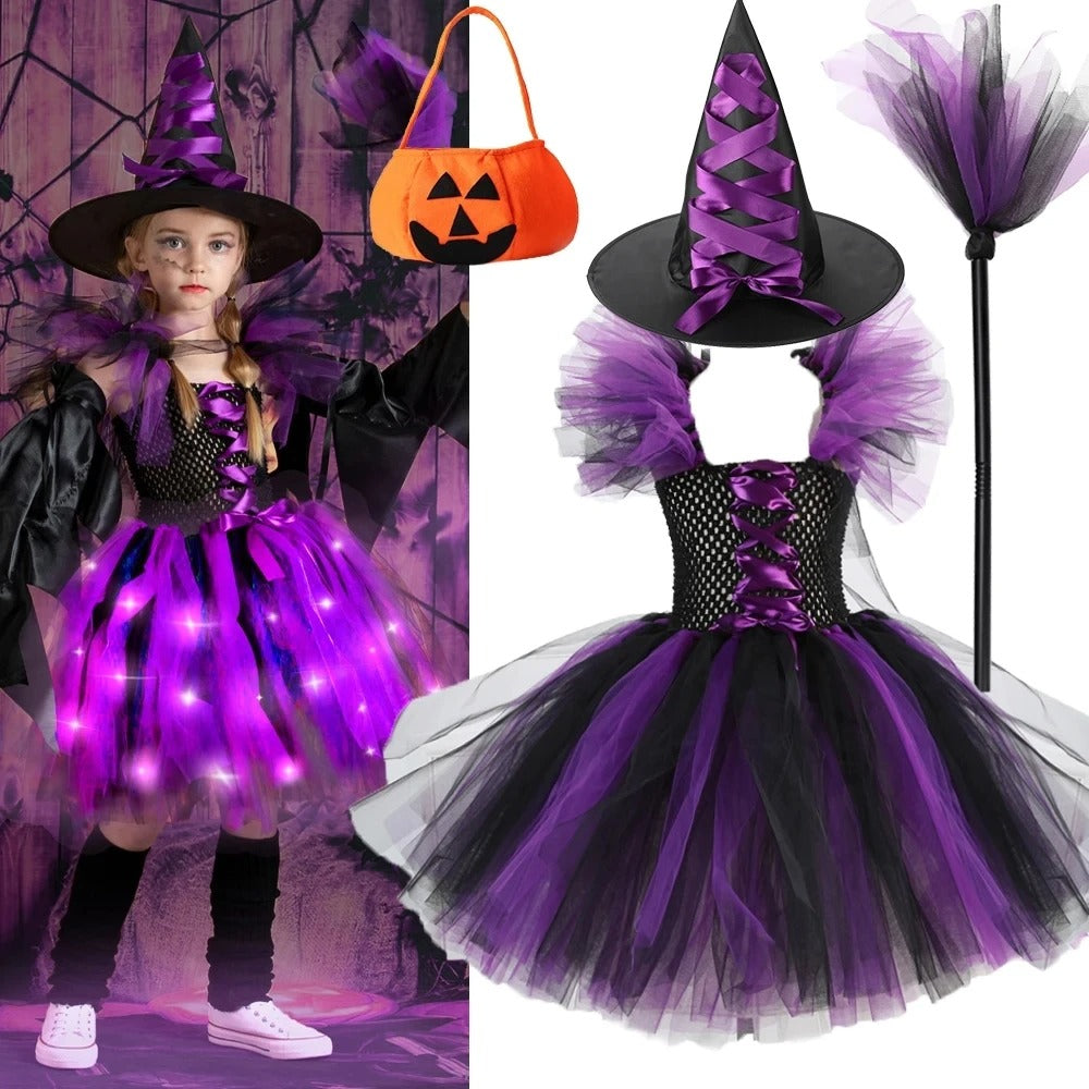 Barnens LED Häxdräkt för Halloweenfest och Karneval
