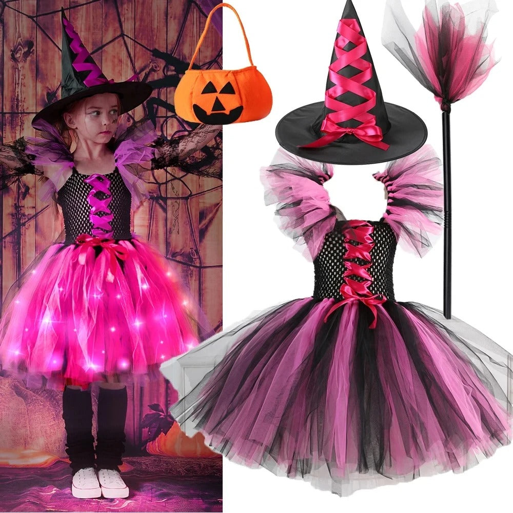 Barnens LED Häxdräkt för Halloweenfest och Karneval
