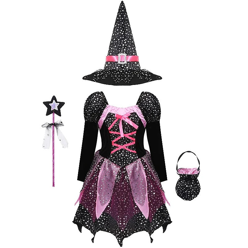 Flickor lila fladdermus halloween kostym med tillbehör