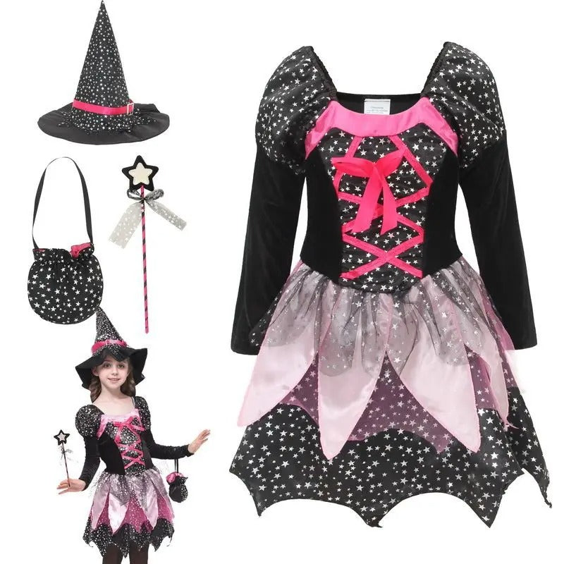Flickor halloween häxkostym lila tyll set