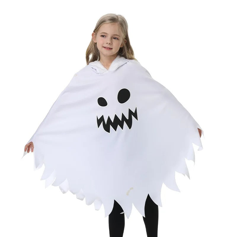 Halloweenkostym för barn – skrämmande spöke med huva, mjuk och bekväm