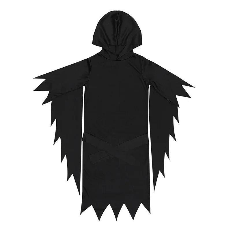 Halloweenkostym – Ghost Face-dräkt med mask och bälte, skrämmande klassiker