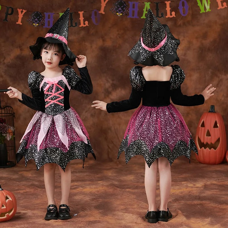 Flickor halloween häxkostym lila tyll set