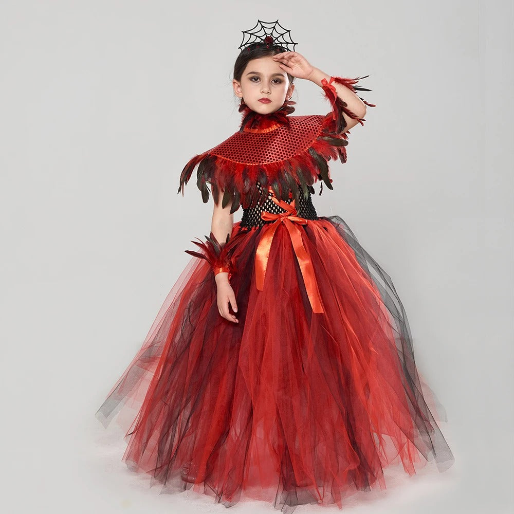 Halloweendräkt – Demon Queen outfit med krona eller mantel, festlig och skrämmande