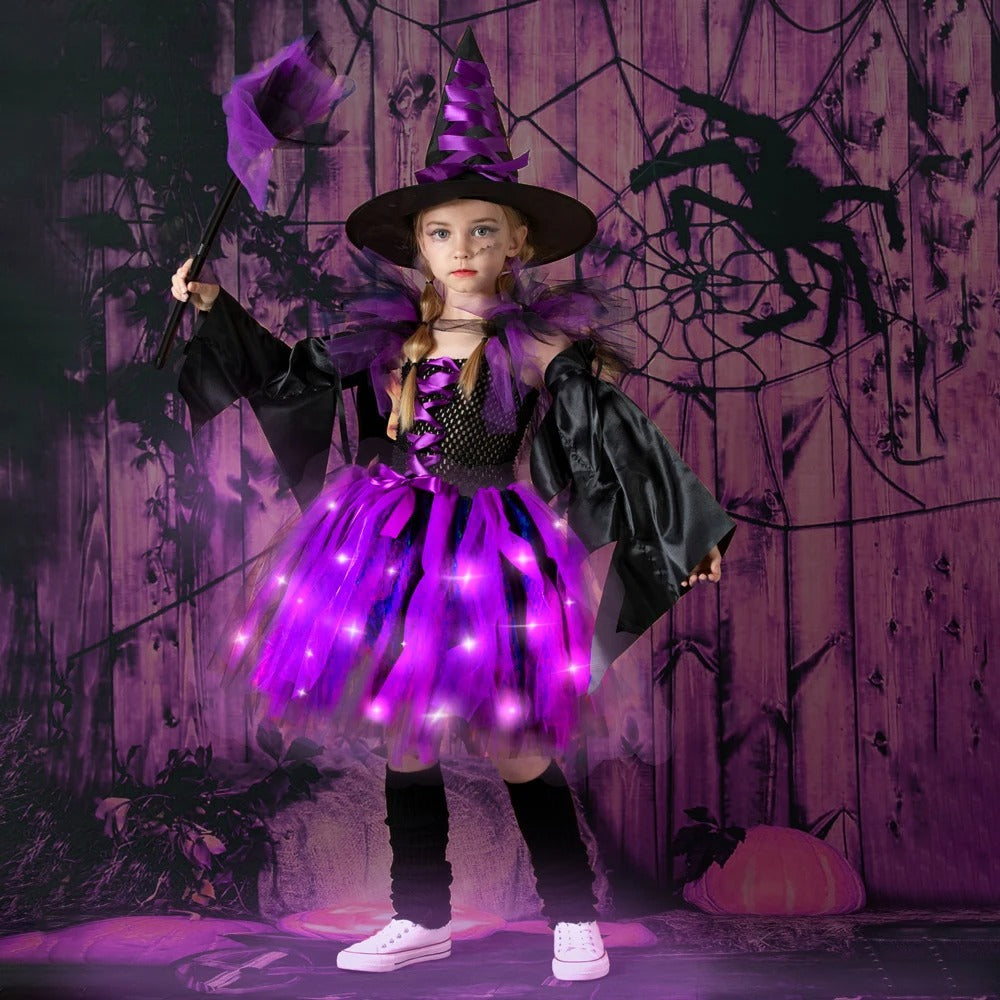 Barnens LED Häxdräkt för Halloweenfest och Karneval