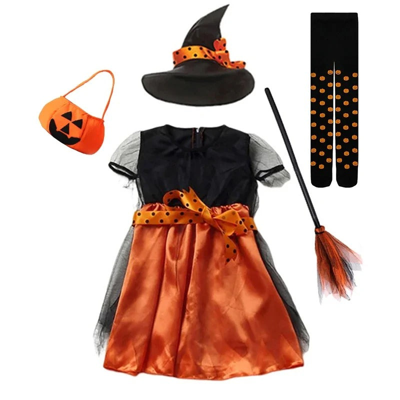 Babyflickors Halloween Häxprinsessklänning Set