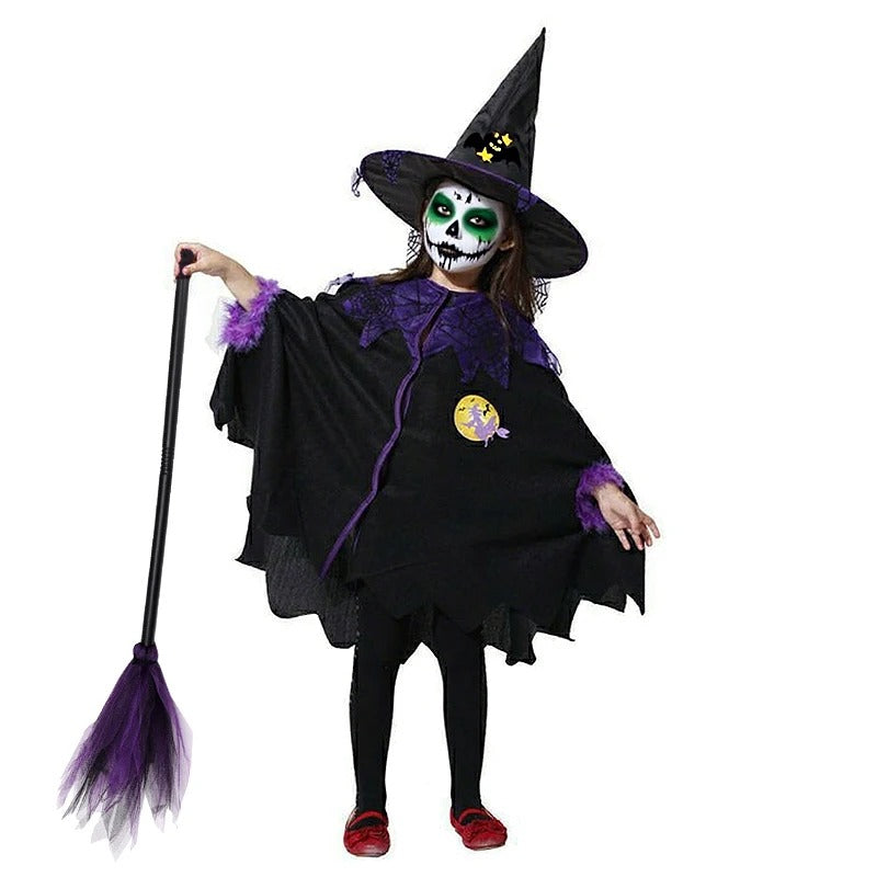 Flickor lila fladdermus halloween kostym med tillbehör