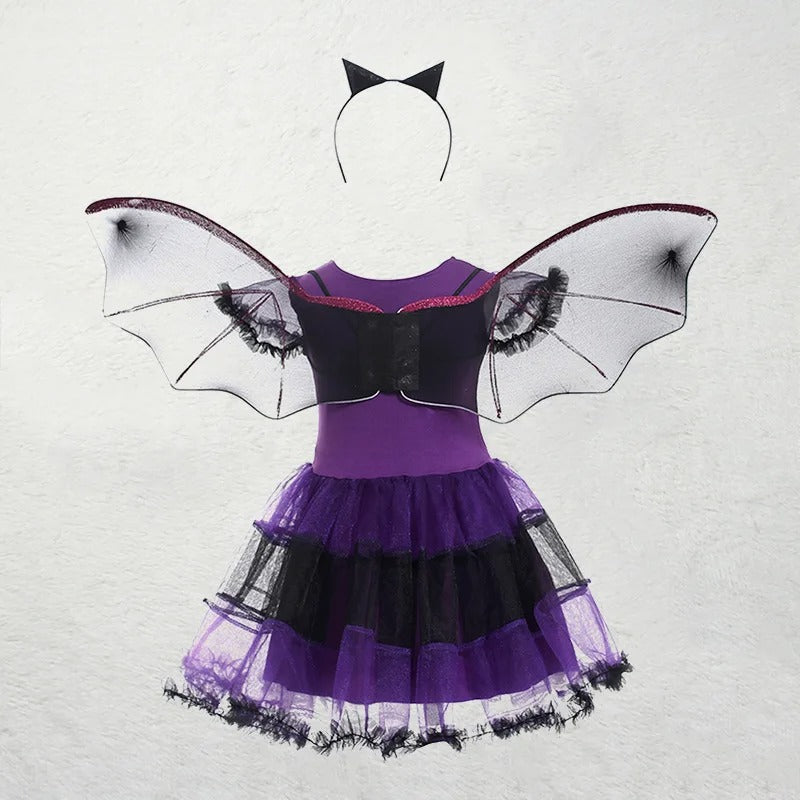 Barn Halloweenoutfit – vampyr eller häxa, komplett set med hårband och vingar