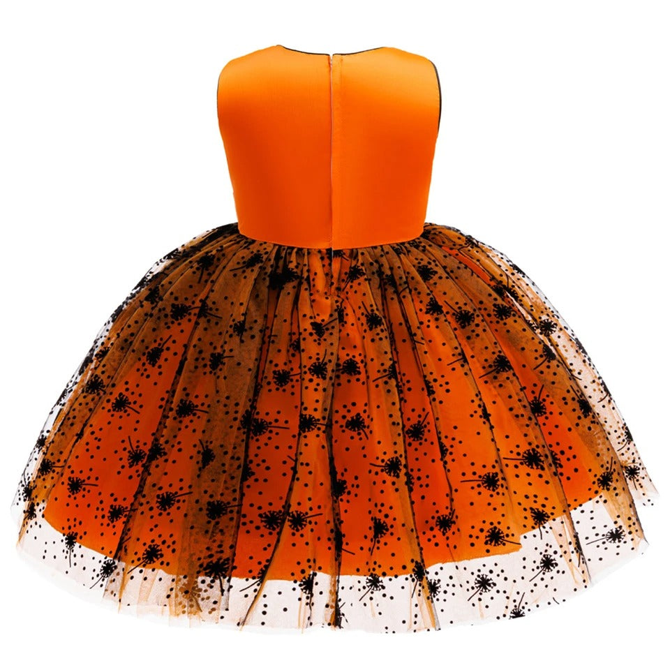 Flickors Halloween Pumpa Häxklänning Fluffig Tyll
