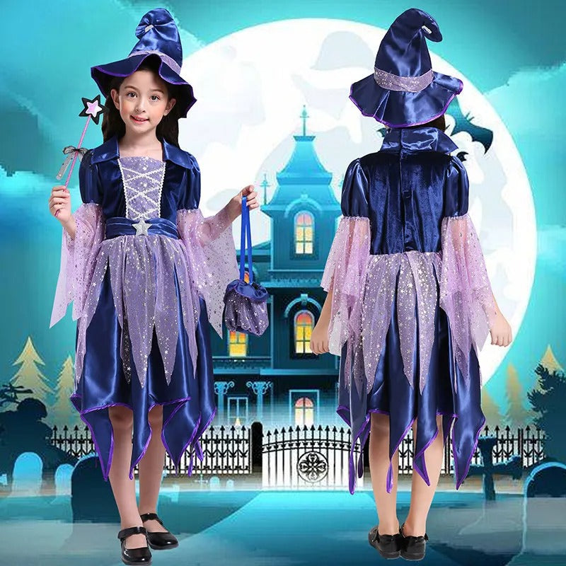 Flickor halloween häxkostym lila tyll set