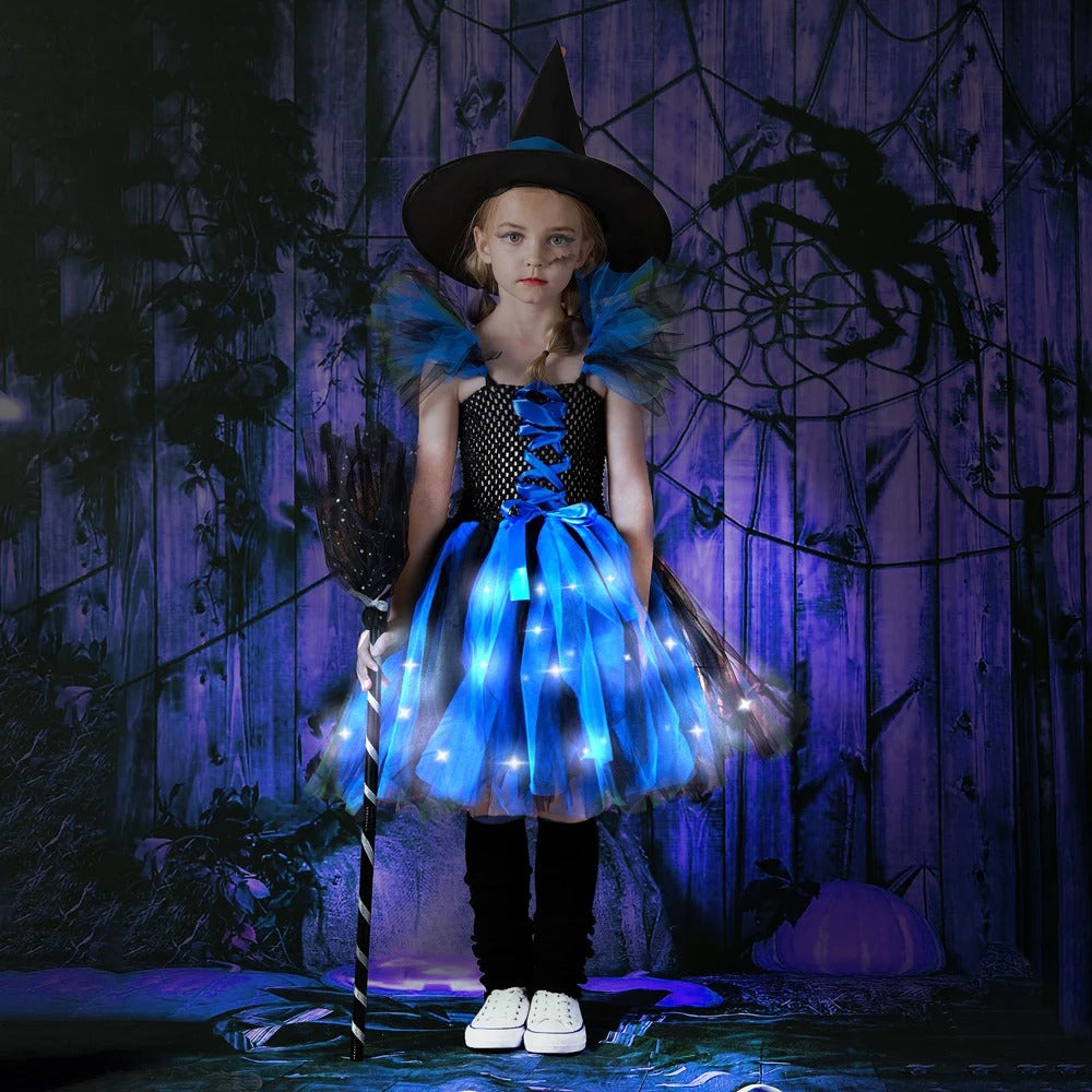 Barnens LED Häxdräkt för Halloweenfest och Karneval