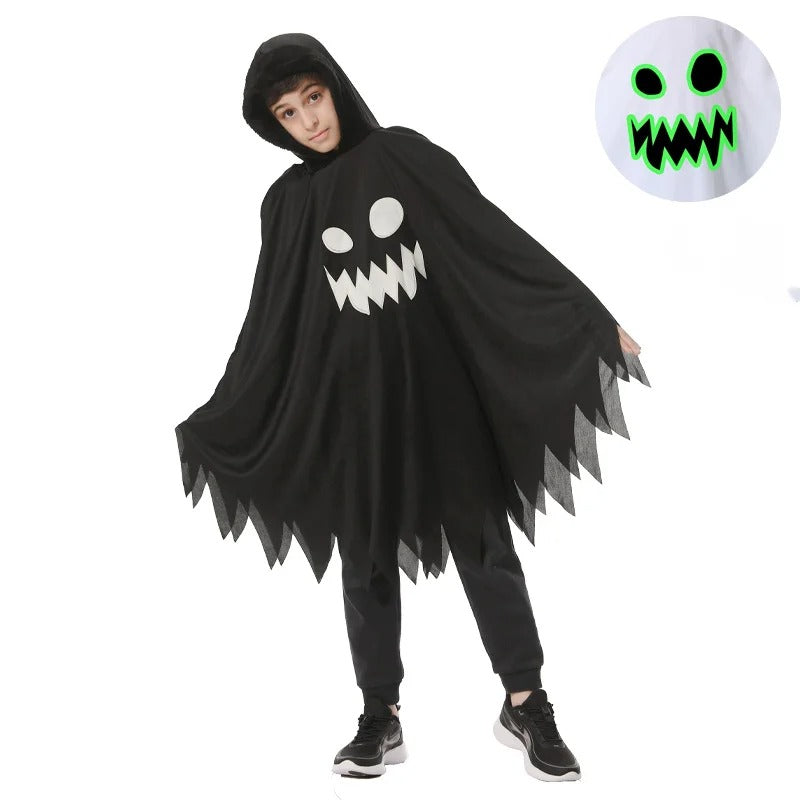 Halloweenkostym för barn – skrämmande spöke med huva, mjuk och bekväm