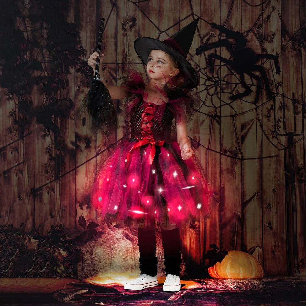 Barnens LED Häxdräkt för Halloweenfest och Karneval