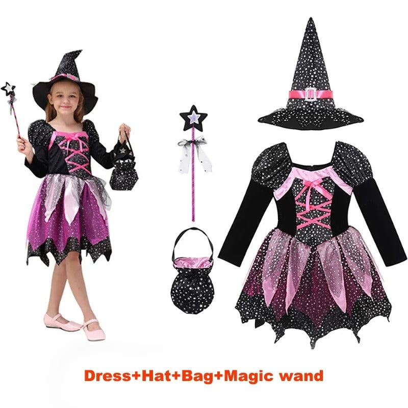 Babyflickors Halloween Häxprinsessklänning Set