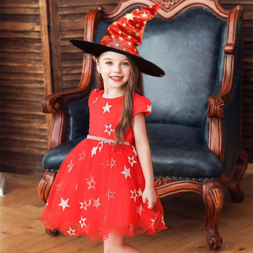 Flickors Halloween Häxdräkt Klänning Hatt Tyllset