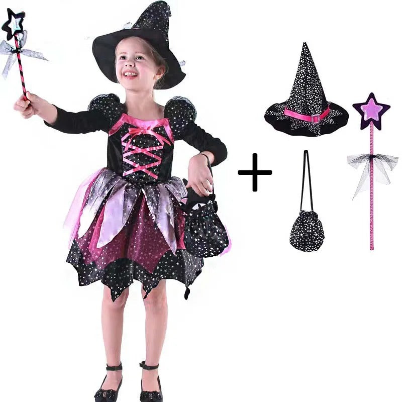 Flickor halloween häxkostym lila tyll set