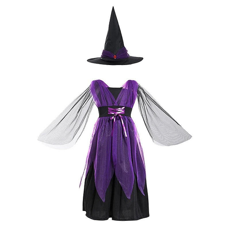 Flickor lila fladdermus halloween kostym med tillbehör