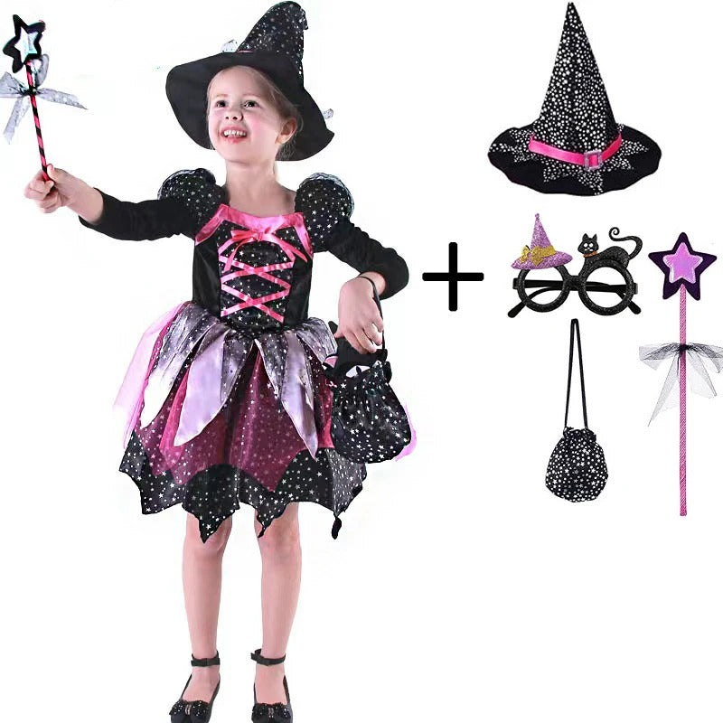 Flickor halloween häxkostym lila tyll set