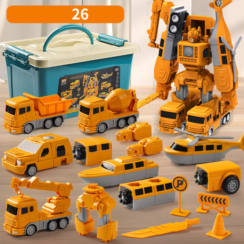 Magnetisk byggleksak för barn – 26-delars set med fordon & robotar