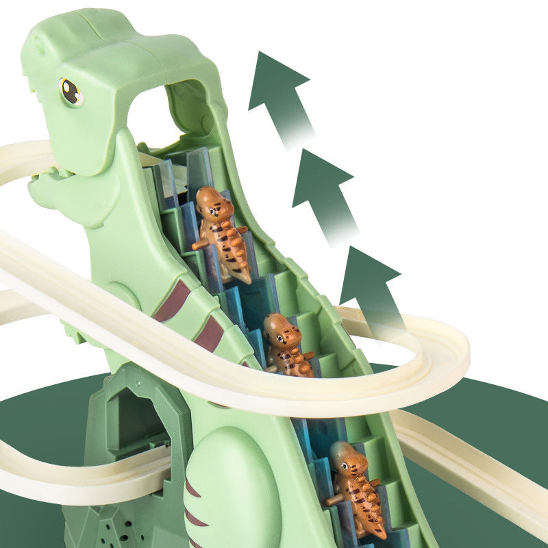 Dinosaurie racerbana för barn – Interaktiv bilbana med LED-ljus och automatisk klättring