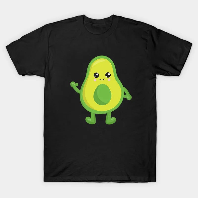 Matchande avokado T-shirt för familjen – mjuk bomull, svart
